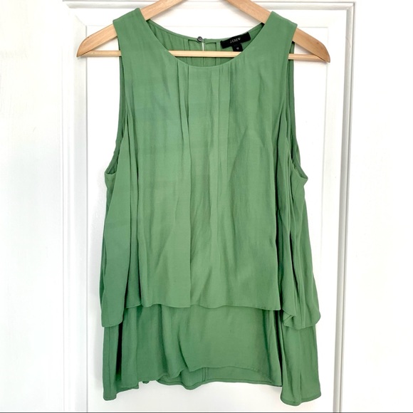 J. Crew Tiered Crepe Sleeveless Blouse - Picture 1 of 5